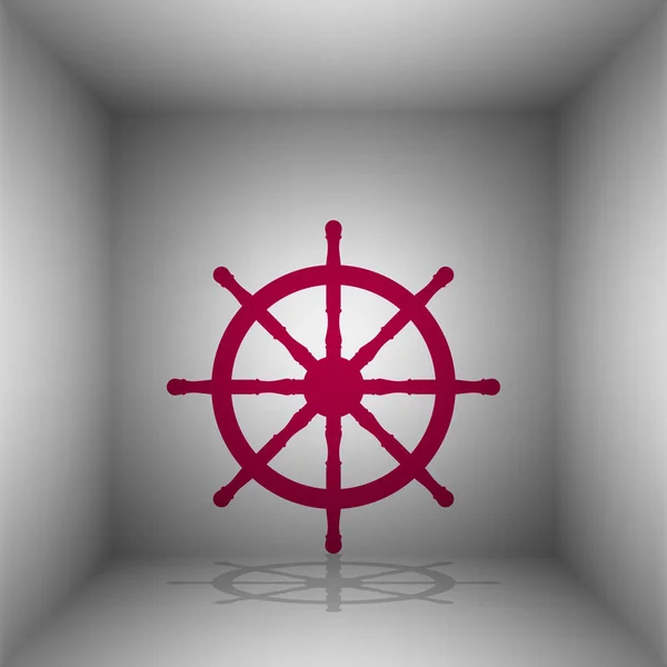 Señal de la rueda del barco. Icono de Bordo con sombra en la habitación . — Vector de stock
