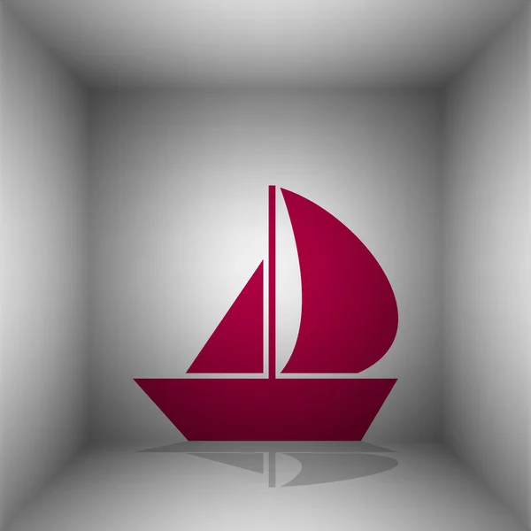 Знак "Парусная лодка". Значок Бордо с тенью в комнате . — стоковый вектор
