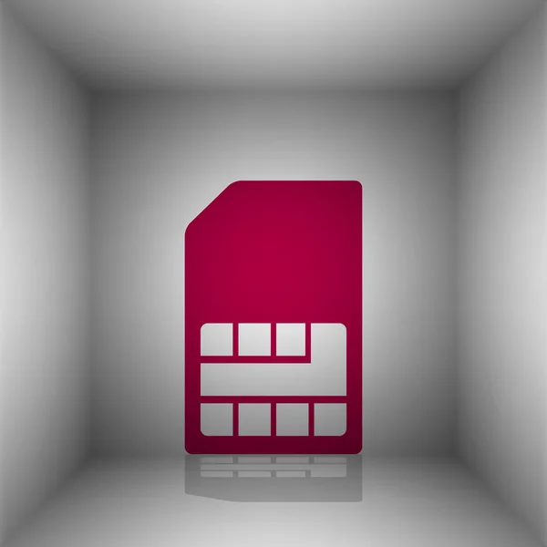Signe de carte SIM. Icône Bordo avec ombre dans la pièce . — Image vectorielle