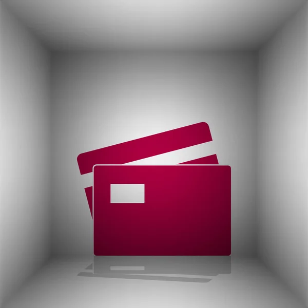 Credit Card sign. Bordo icon with shadow in the room. — Stock Vector