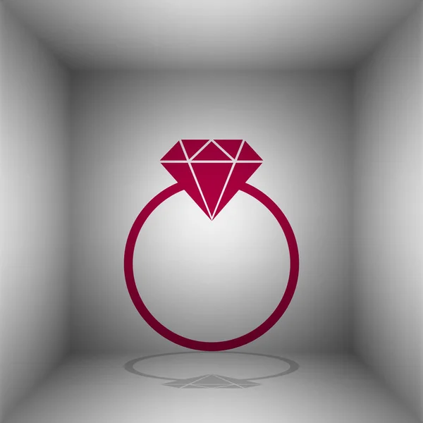 Diamond sign illustration. Bordo icon with shadow in the room. — Stock Vector