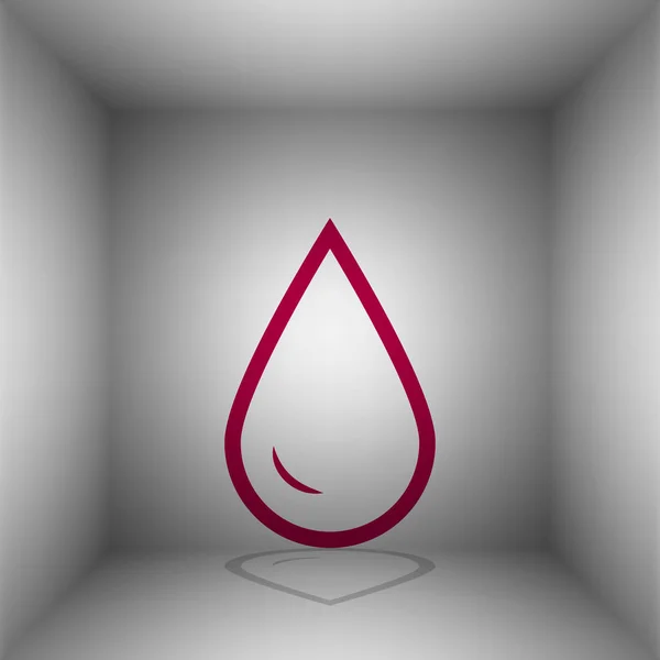 Wassertropfen. Bordo-Symbol mit Schatten im Raum. — Stockvektor