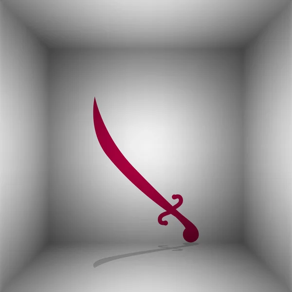 Illustrazione del segno della spada. Icona Bordo con ombra nella stanza . — Vettoriale Stock