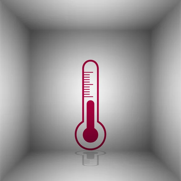 Sinal de termômetro de tecnologia de diagnóstico Meteo. Ícone de Bordo com sombra na sala . — Vetor de Stock