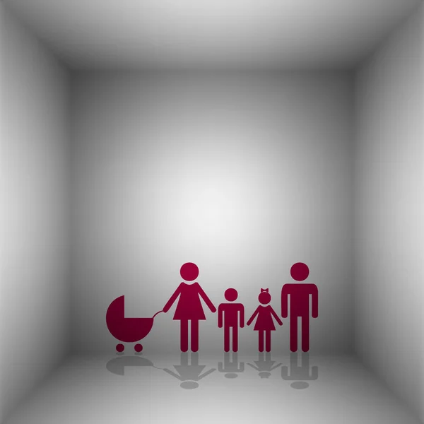 Illustrazione segno di famiglia. Icona Bordo con ombra nella stanza . — Vettoriale Stock