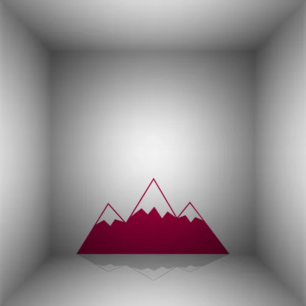 Mountain tecken illustration. Bordo ikonen med skugga i rummet. — Stock vektor