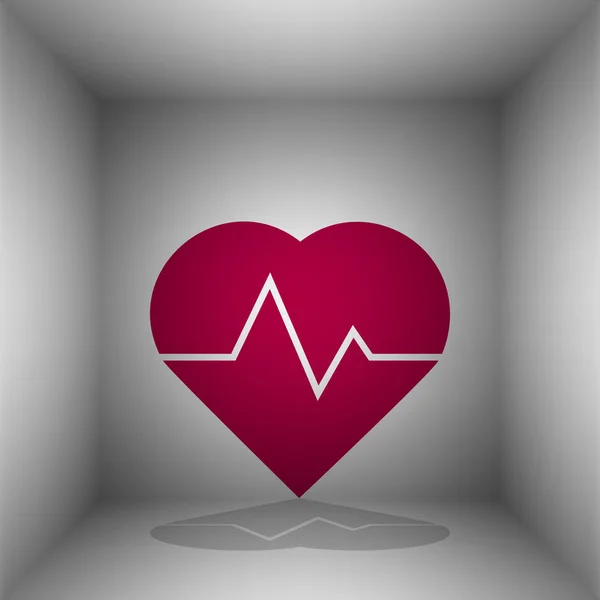 Heartbeat teken illustratie. Bordo pictogram met schaduw in de kamer. — Stockvector