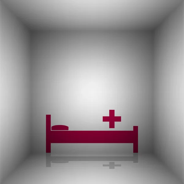 Ziekenhuis teken illustratie. Bordo pictogram met schaduw in de kamer. — Stockvector