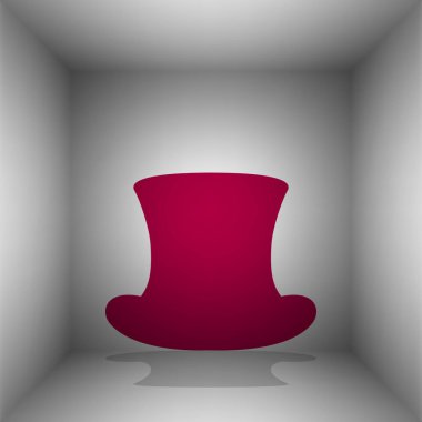 Silindir şapka işareti. Odasında gölgeli bordo simgesi.