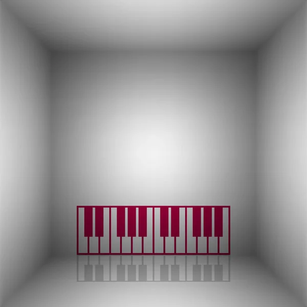 Letrero de teclado de piano. Icono de Bordo con sombra en la habitación . — Vector de stock