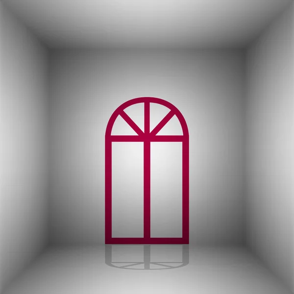 Fönster enkla tecken. Bordo ikonen med skugga i rummet. — Stock vektor