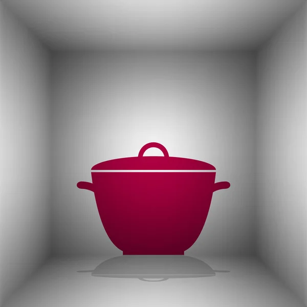 Saucepan simple sign. Bordo icon with shadow in the room. — Stock Vector