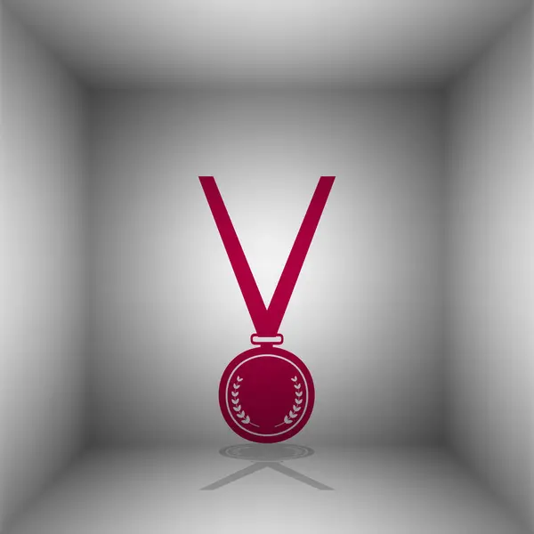 Médaille simple signe. Icône Bordo avec ombre dans la pièce . — Image vectorielle