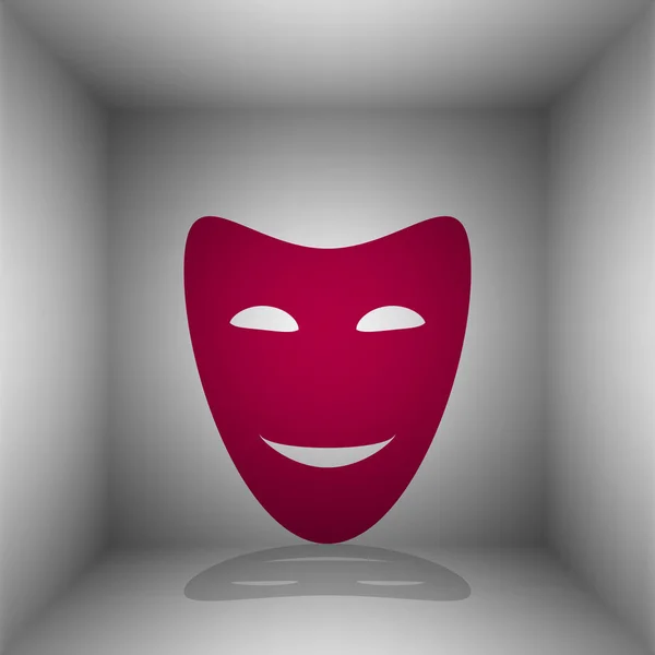 Masques théâtraux comiques. Icône Bordo avec ombre dans la pièce . — Image vectorielle