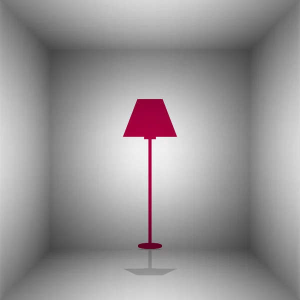 Lamp eenvoudig teken. Bordo pictogram met schaduw in de kamer. — Stockvector