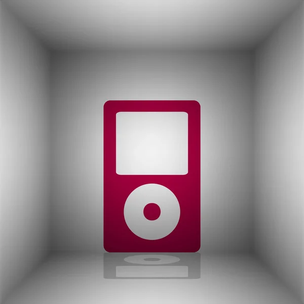 Dispositif de musique portable. Icône Bordo avec ombre dans la pièce . — Image vectorielle