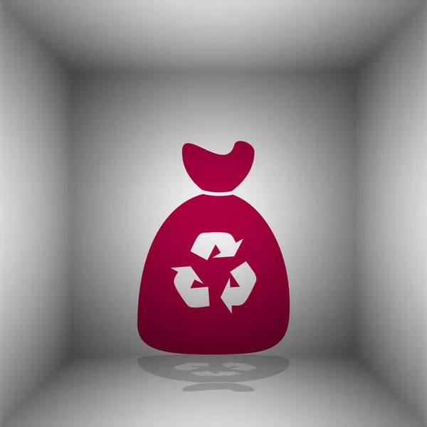 Müllsack-Ikone. Bordo-Symbol mit Schatten im Raum. — Stockvektor