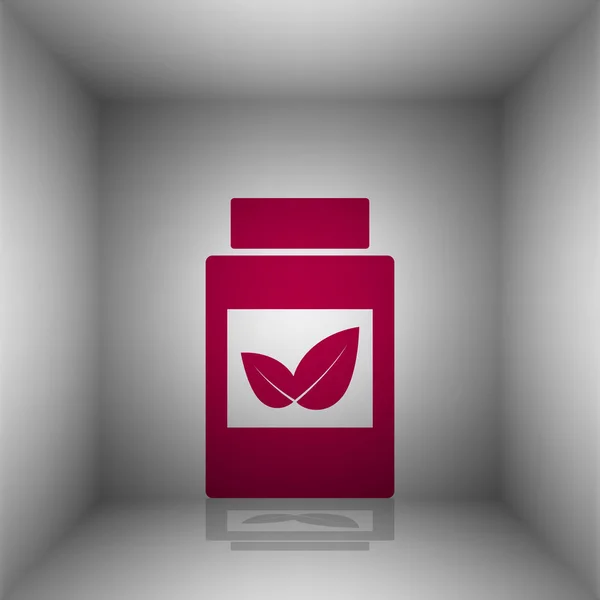 Supplementen container teken. Bordo pictogram met schaduw in de kamer. — Stockvector