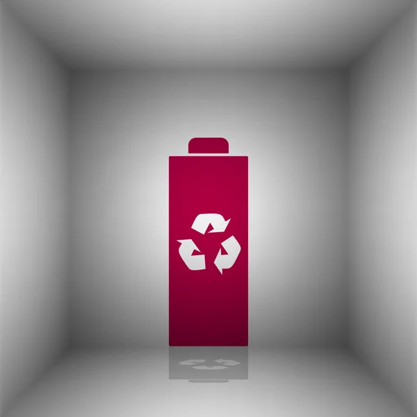 Ілюстрація знаку переробки батареї. значок Бордо з тіні в кімнаті . — стоковий вектор