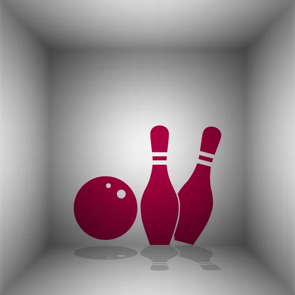 Bowling Zeichen Illustration. Bordo-Symbol mit Schatten im Raum. — Stockvektor