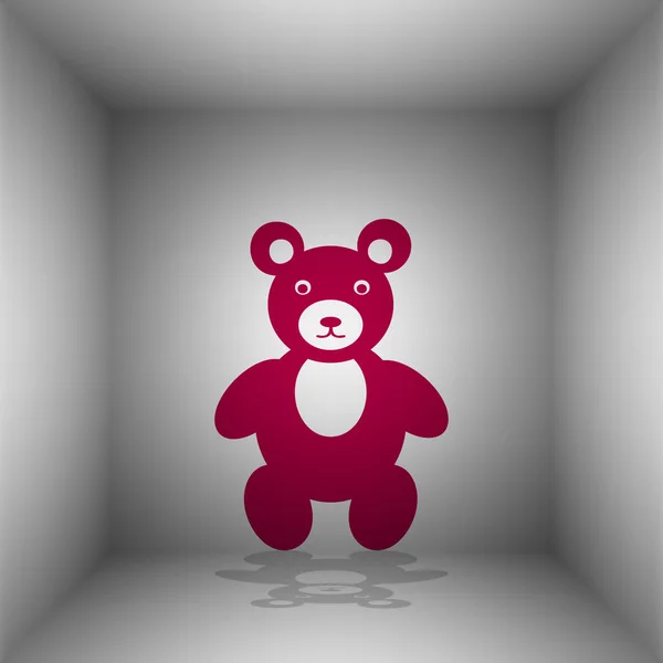 Teddybeer ondertekenen illustratie. Bordo pictogram met schaduw in de kamer. — Stockvector