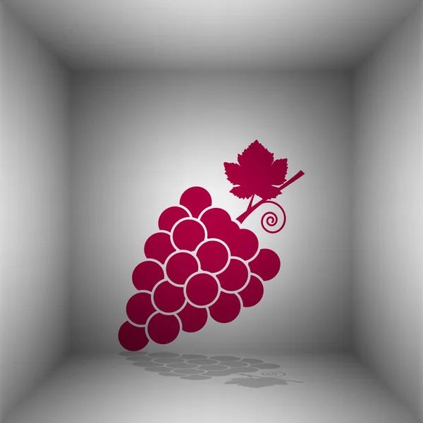 Druiven ondertekenen illustratie. Bordo pictogram met schaduw in de kamer. — Stockvector