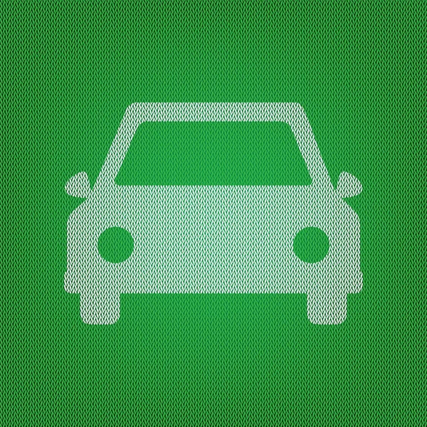 Ilustración de letreros. icono blanco en la prenda de punto verde o de lana — Vector de stock