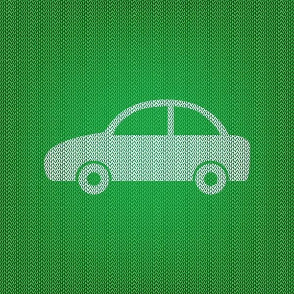 Ilustración de letreros. icono blanco en la prenda de punto verde o de lana — Vector de stock