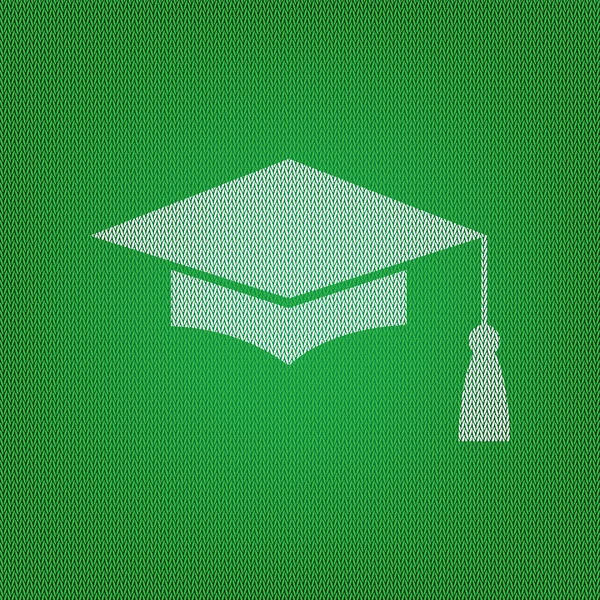 Mortel Board of Graduation Cap, symbool van het onderwijs. wit pictogram op — Stockvector