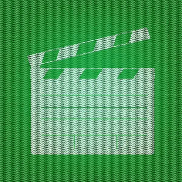 Film tleskat Rada kino znamení. na zelené pletené bílé ikonu nebo — Stockový vektor