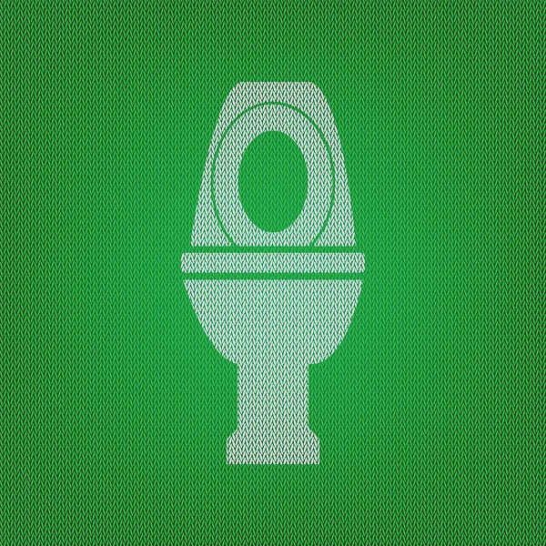 Toilet sign illustration. white icon on the green knitwear or wo — Stock Vector