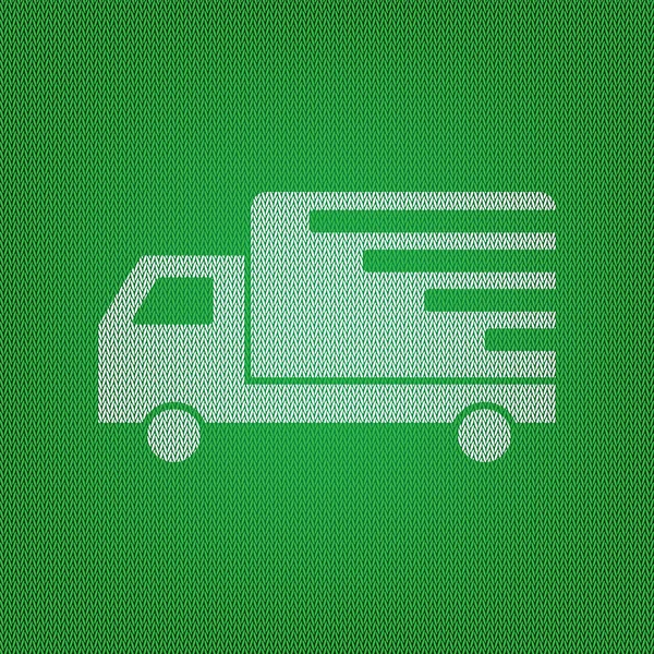 Ilustrasi tanda pengiriman. ikon putih pada knitwear hijau atau - Stok Vektor