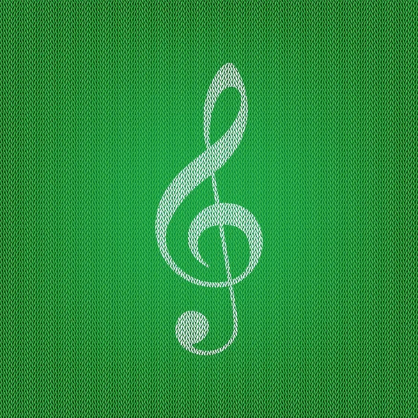 Знак музичної скрипки. G-clef. Бріджит Клейн. біла ікона на g — стоковий вектор