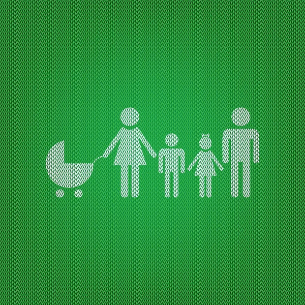 Illustration du signe familial. icône blanche sur le tricot vert ou wo — Image vectorielle