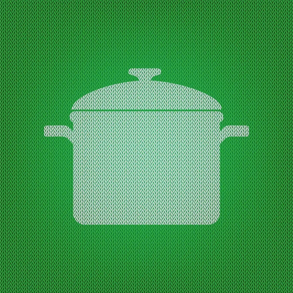 Pişirme Pan işareti. Yeşil Triko veya yün clo beyaz simgesini