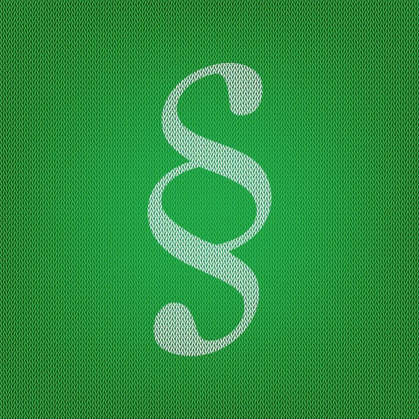 Punkt tecken illustration. vit ikon på den gröna stickat eller — Stock vektor