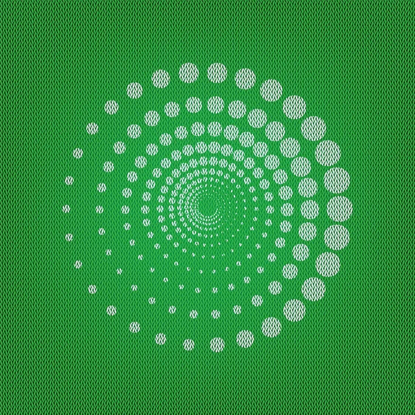 Abstrakta teknik cirklar tecken. vit ikon på den gröna knitwe — Stock vektor