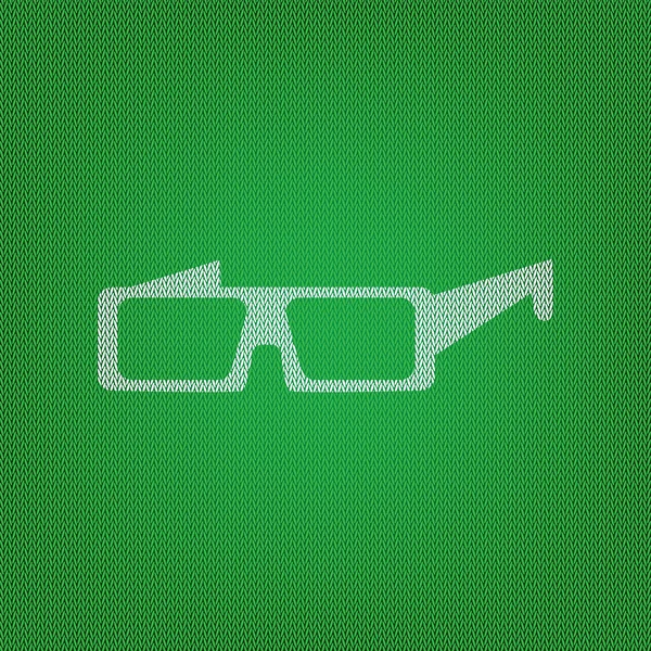Сучасний скляний знак. біла ікона на зеленому трикотажі або вовняному глі — стоковий вектор