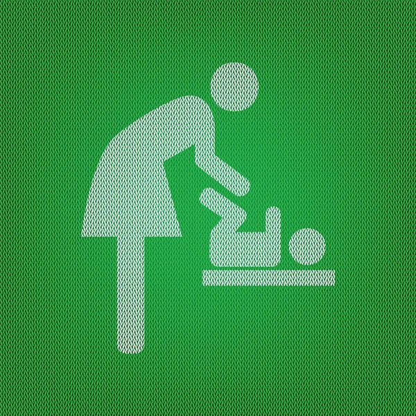 Symbol pro ženy a dítě, přebalování dětí. bílá ikona na gree — Stockový vektor
