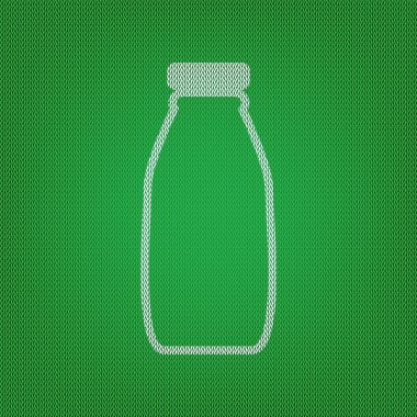 Süt şişesi işareti. Yeşil Triko veya yün clo beyaz simgesini