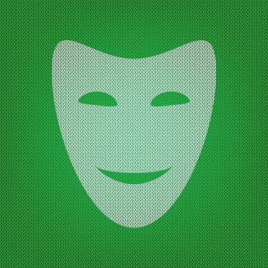 Komedi Tiyatro maskeleri. kutsal kişilerin resmi üstünde yeşil Triko beyaz veya woo