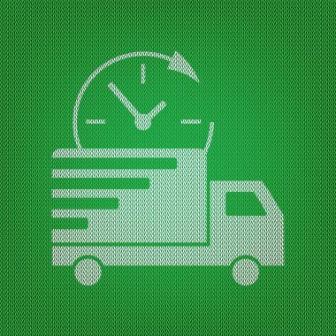 Teslimat işareti illüstrasyon. Yeşil Triko beyaz simgesini veya 