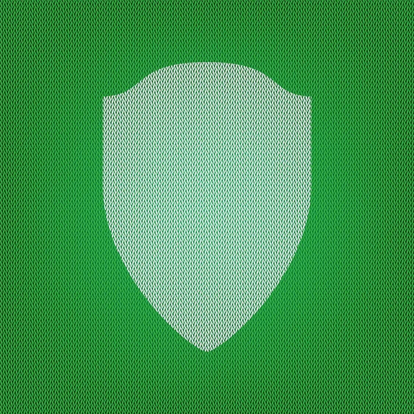 Знак щита ілюстрація. біла ікона на зеленому трикотажі або во — стоковий вектор