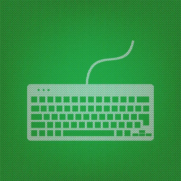 Clavier simple signe. icône blanche sur le tricot vert ou laine — Image vectorielle