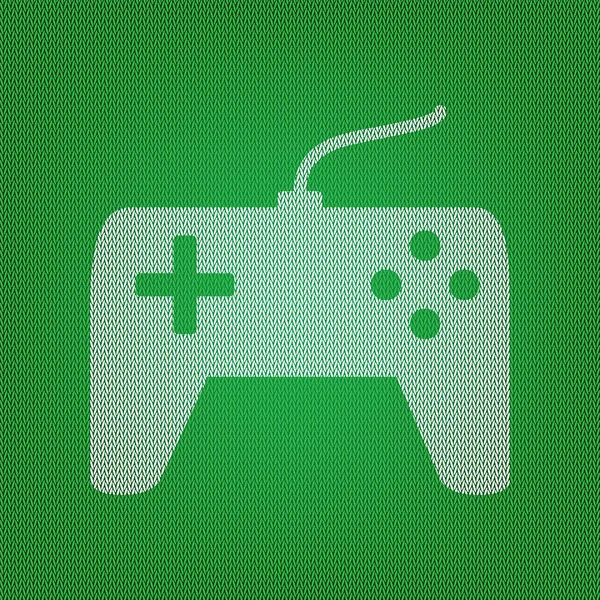 Oyun çubuğu basit kayıt. Yeşil Triko veya yün beyaz simgesini — Stok Vektör