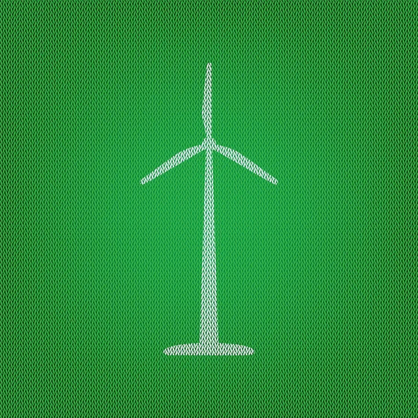 Logo ou signe de l'éolienne. icône blanche sur le tricot vert ou w — Image vectorielle