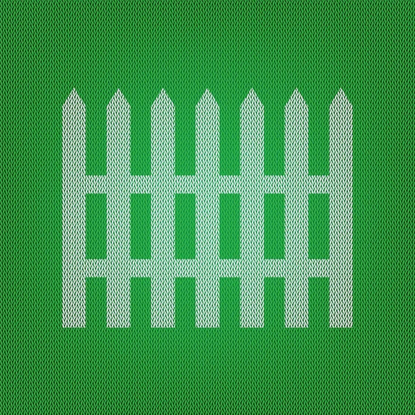 Clôture simple signe. icône blanche sur le tricot vert ou laine cl — Image vectorielle