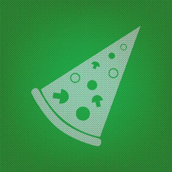 披萨简单的符号。白色图标上的绿色针织或羊毛 cl — 图库矢量图片
