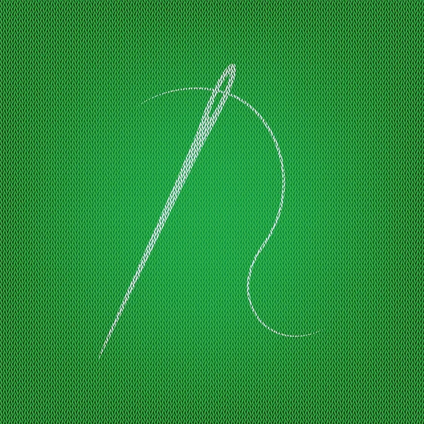 Игла с ниткой. Швейная игла, игла для шитья. белая икона — стоковый вектор