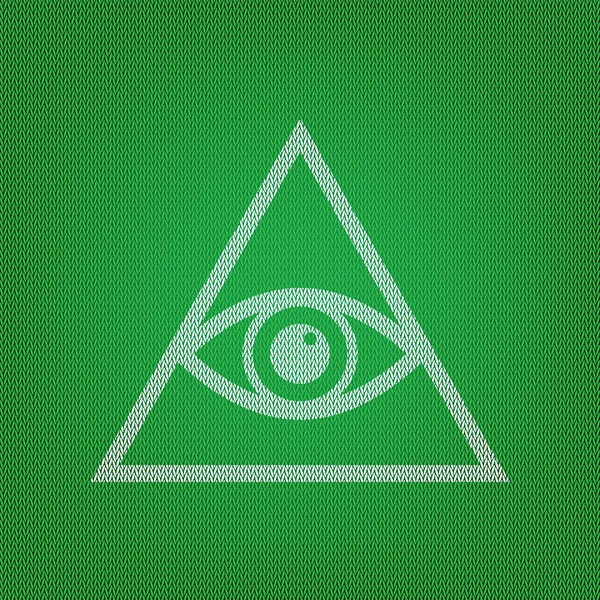 All seeing eye pyramid symbol. Freemason and spiritual. white ic — Stock Vector